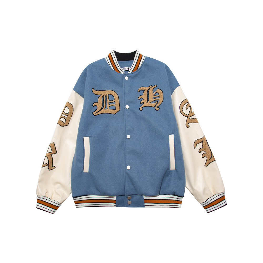 Embroidered Eyes Beaded Baseball Long-Sleeved Jacket