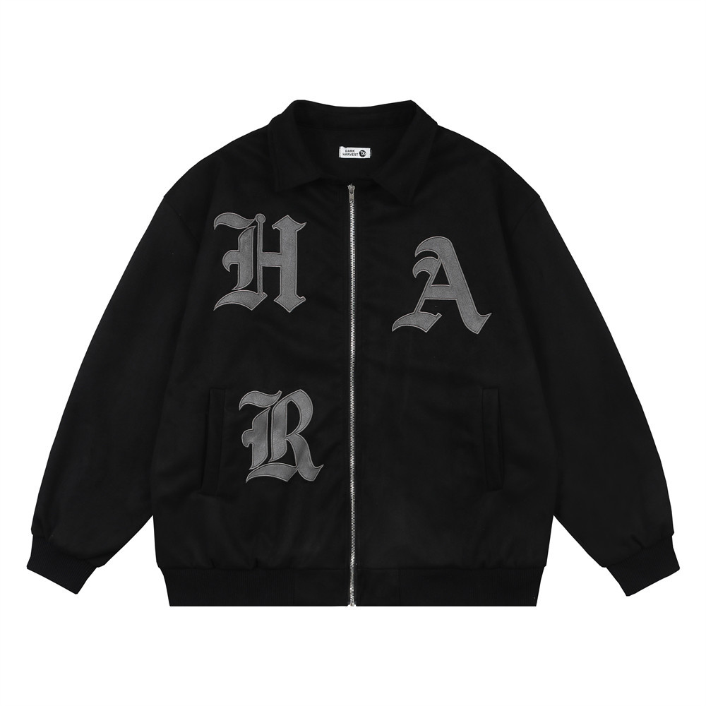 Embroidered Letters Baseball Jacket Men'S Casual Loose Flight Jacket