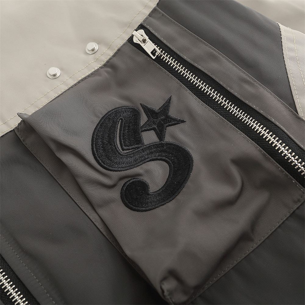 Functional Wind Collision Color Stitching Cotton Jacket For Men