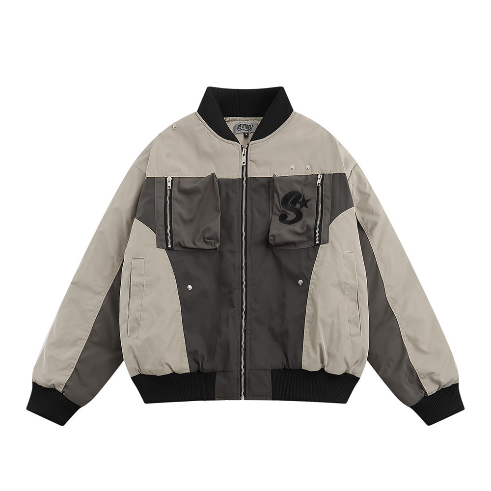 Functional Wind Collision Color Stitching Cotton Jacket For Men