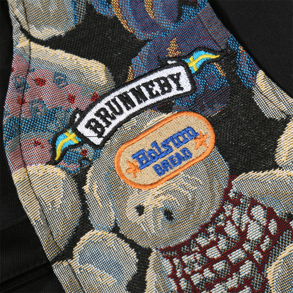 Jacquard Bear Collision Color Stitching Fake Two Pieces Zipper Jacket