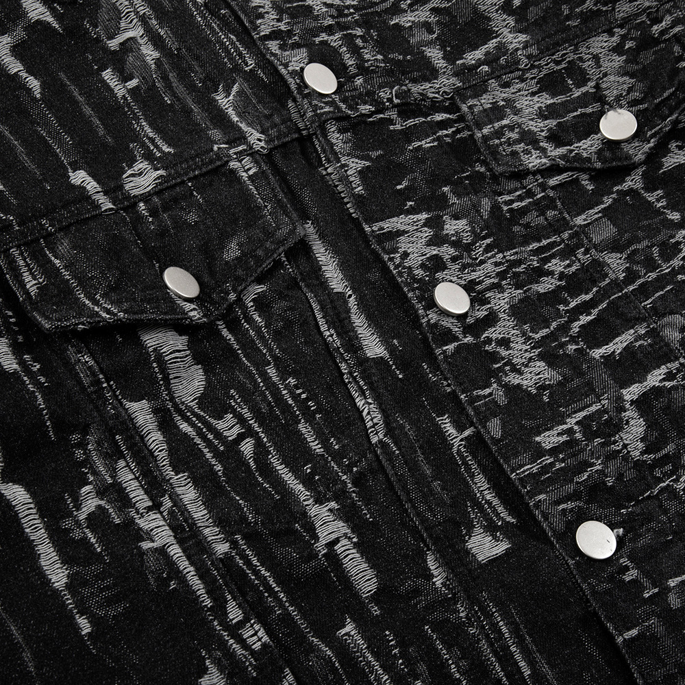 Jacquard Non-Specification Hole In The Denim Jacket Men