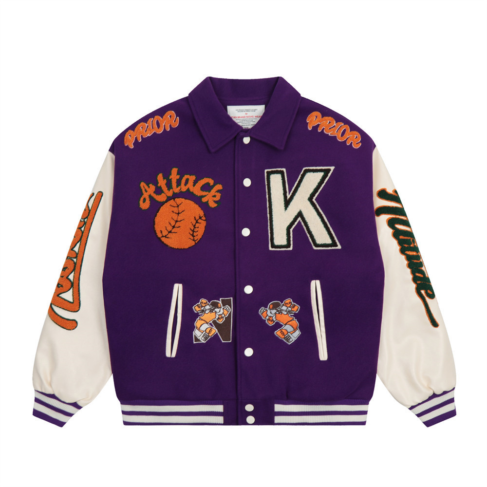 High Street Color Blocking Flocked Embroidered Baseball Jerseys