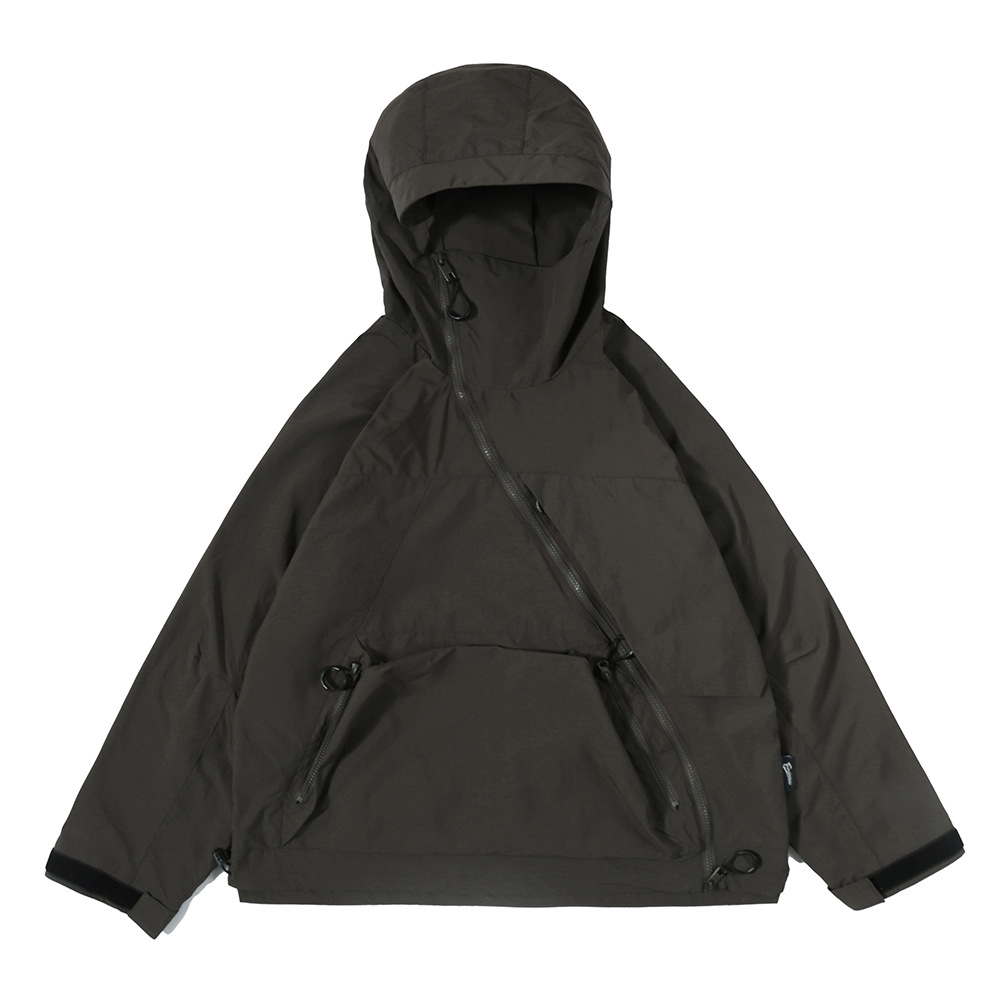 Irregular Zipper Hooded Jacket For Men