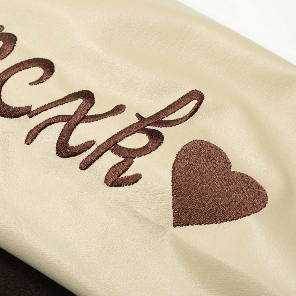 Letters Embroidered Long-Sleeved Patchwork Baseball Jacket