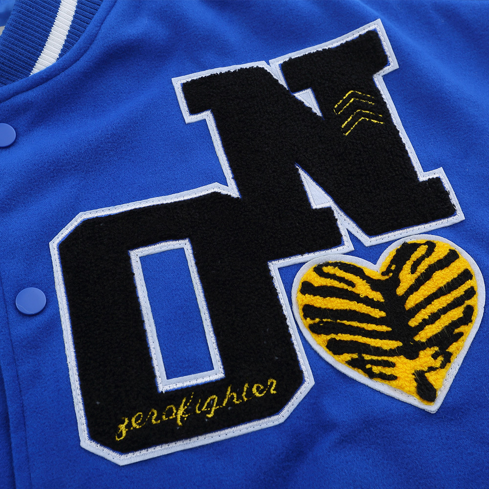 Letters Embroidery Collision Color Stitching Pu Leather Sleeve Jacket