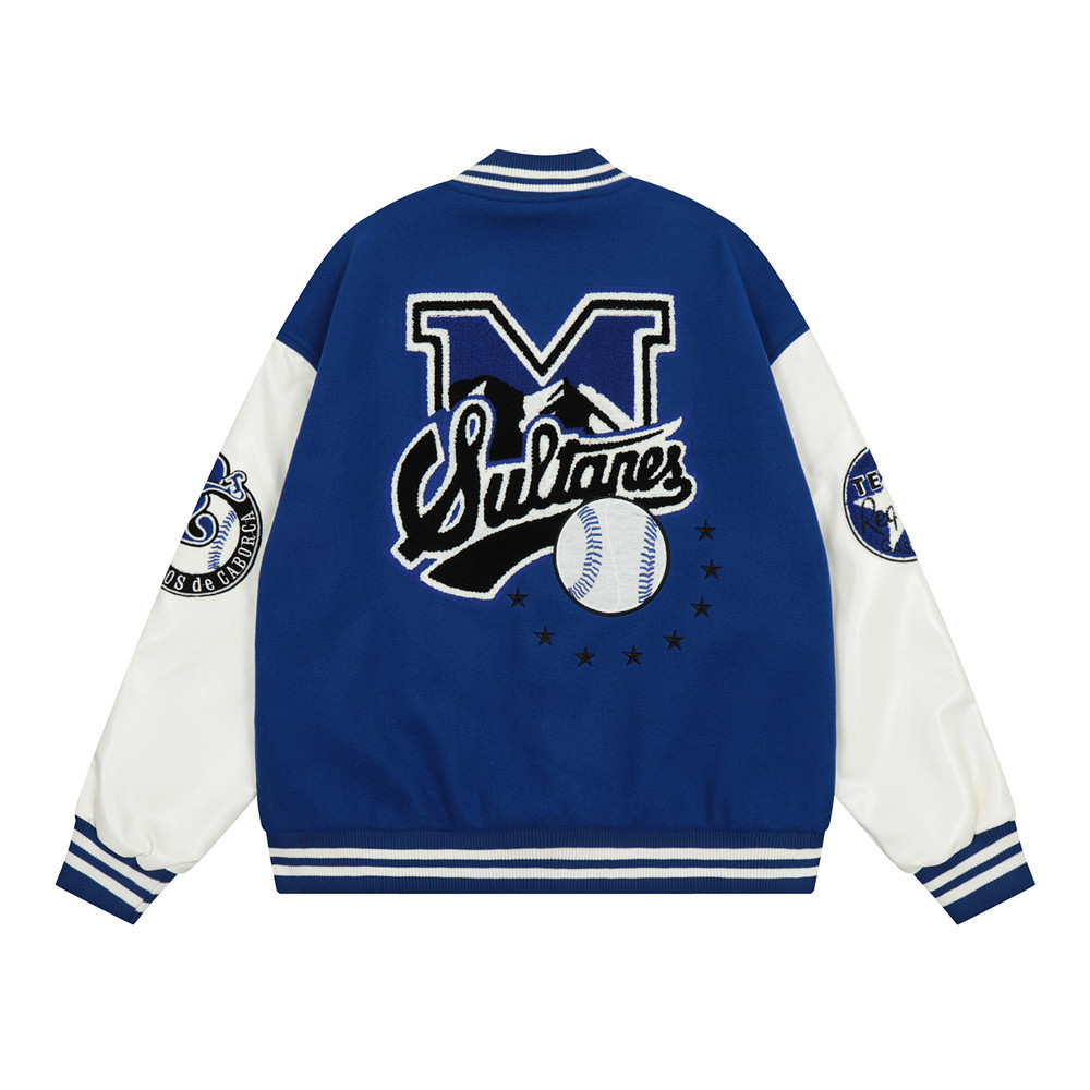 Long-Sleeved Color-Blocked Towel Embroidered Letters Jacket