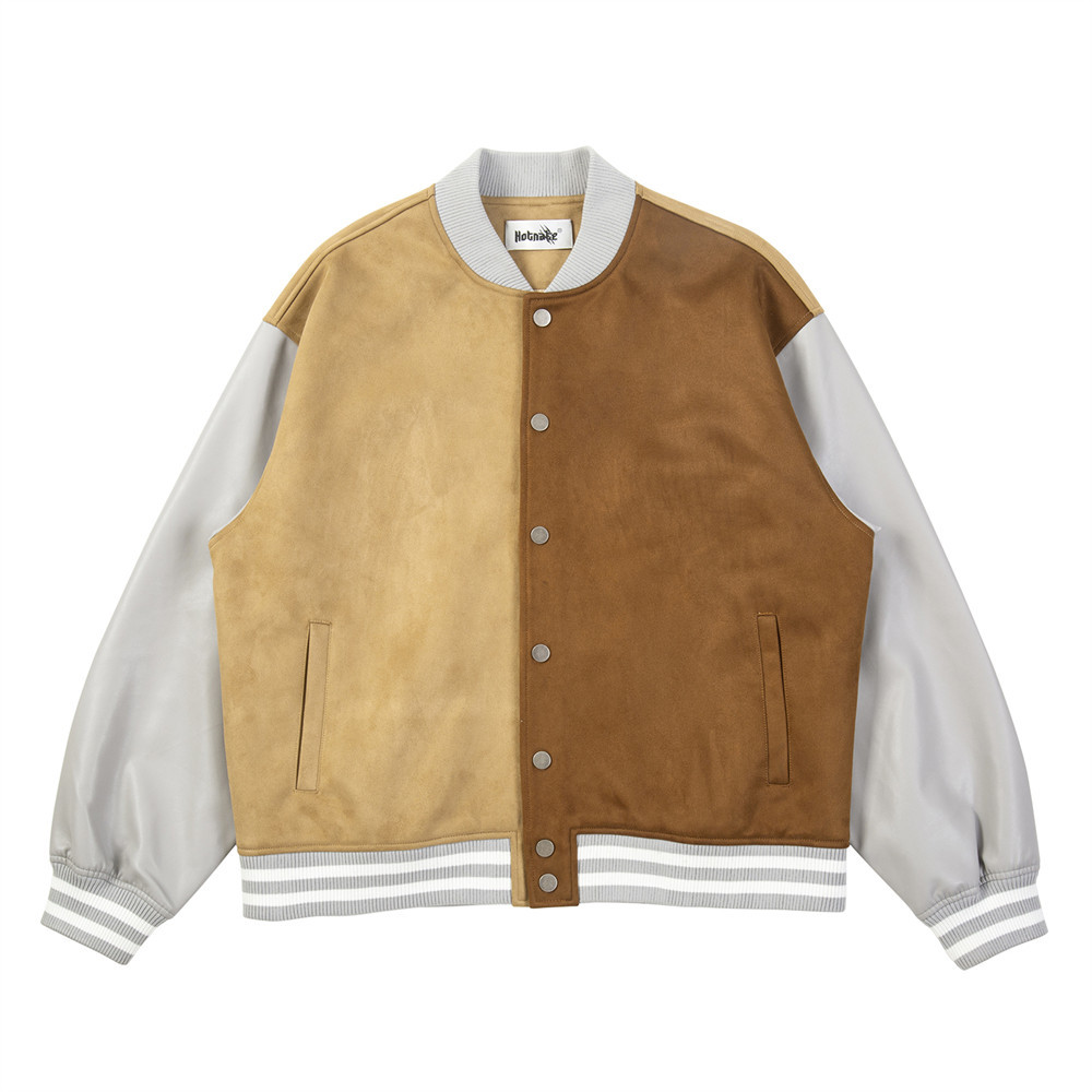 Loose Casual Single-Breasted Color Blocking Jacket