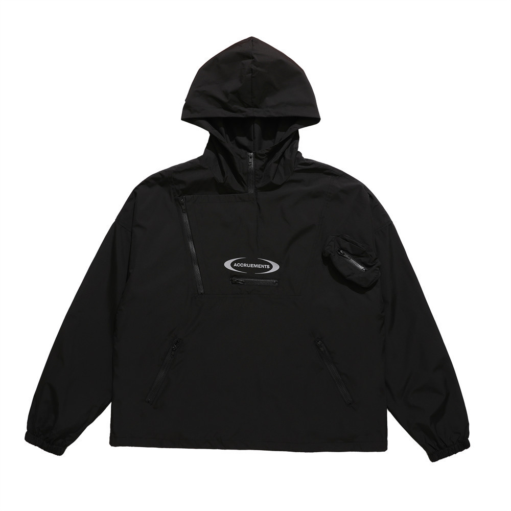 Loose Jacket With Zipper Pocket Trim