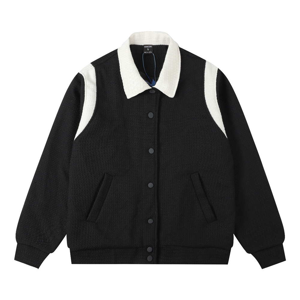 Loose Patchwork Long Sleeve Button Cardigan Jacket