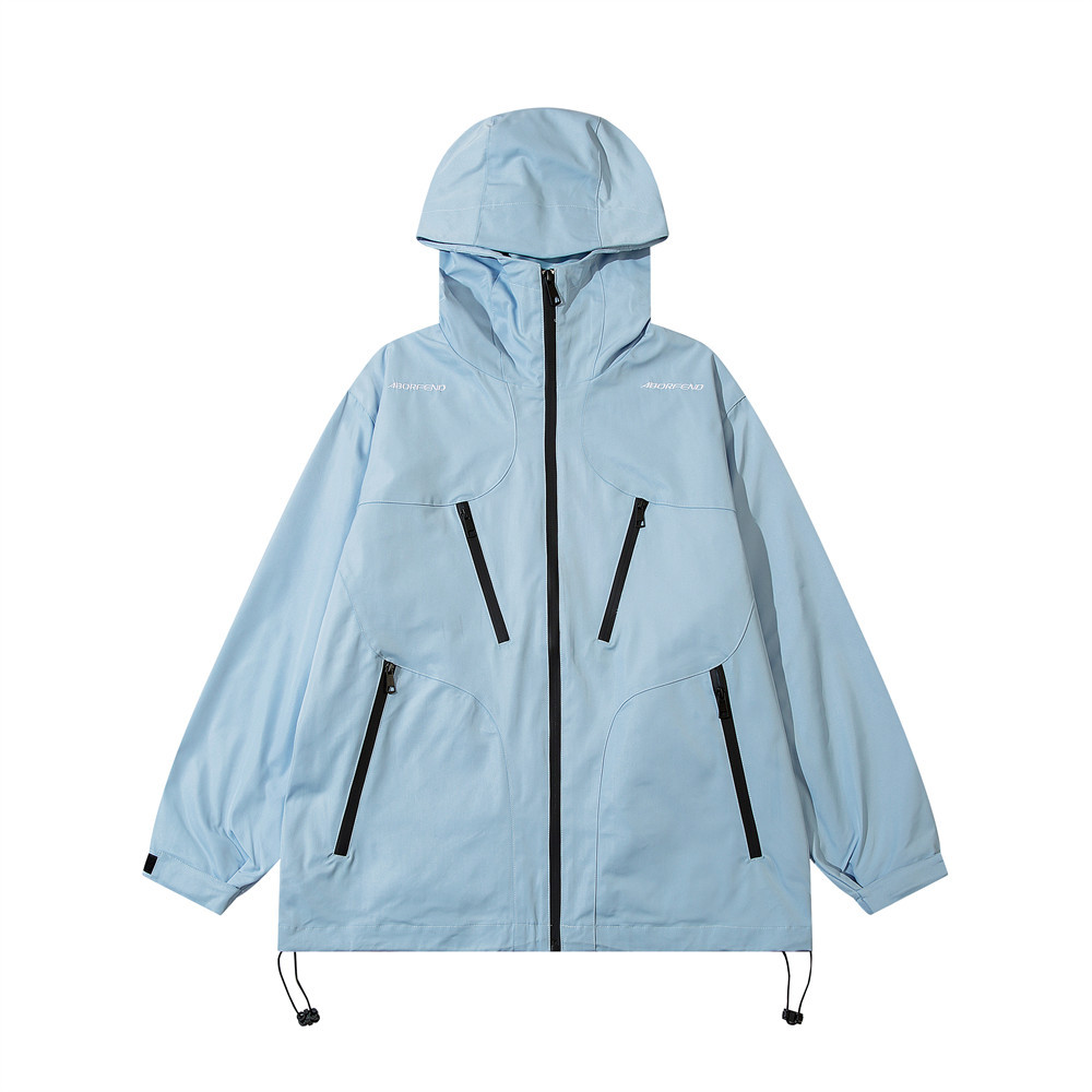 Loose Zipper Pockets Design Sense Hem Drawstring Jacket