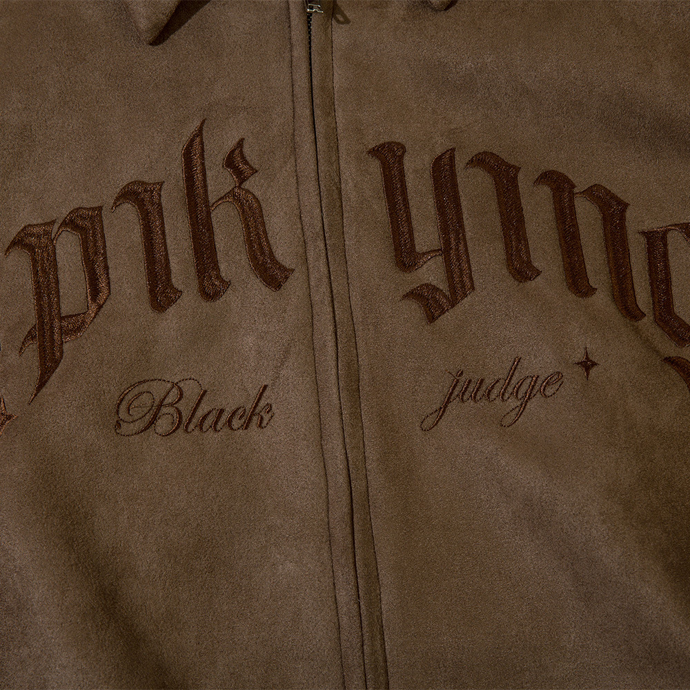 Men'S Loose Casual Embroidered Letters Lapel Zipper Jacket
