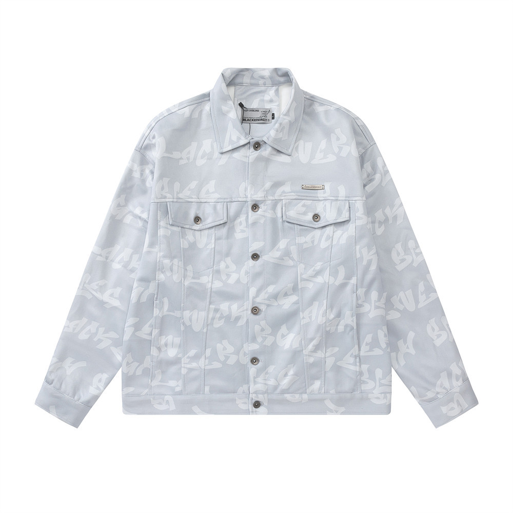 Men'S Loose Lapel Casual Full Printed Letters Lapel Jacket