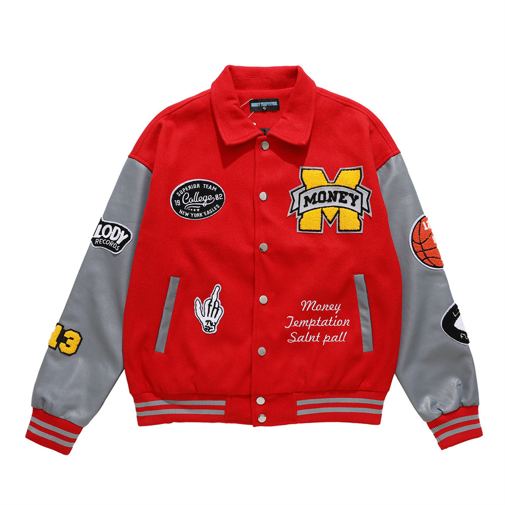Punk Loose Biker Collision Color Splicing Leather Sleeve Jacket