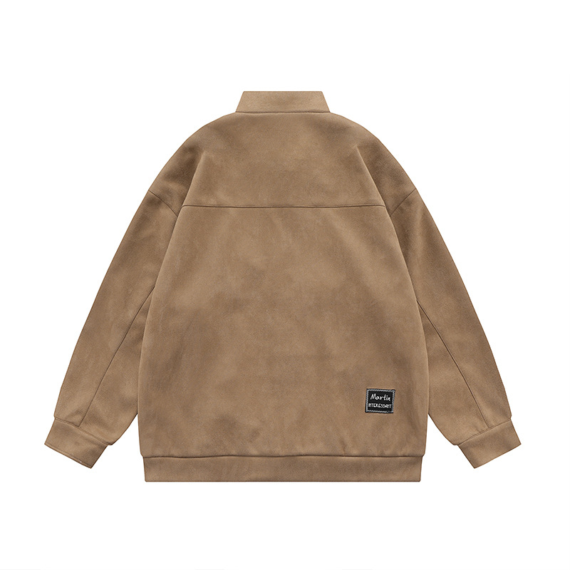 Niche Design Sense Clashing Color Patchwork Stand Collar Zipper Jacket