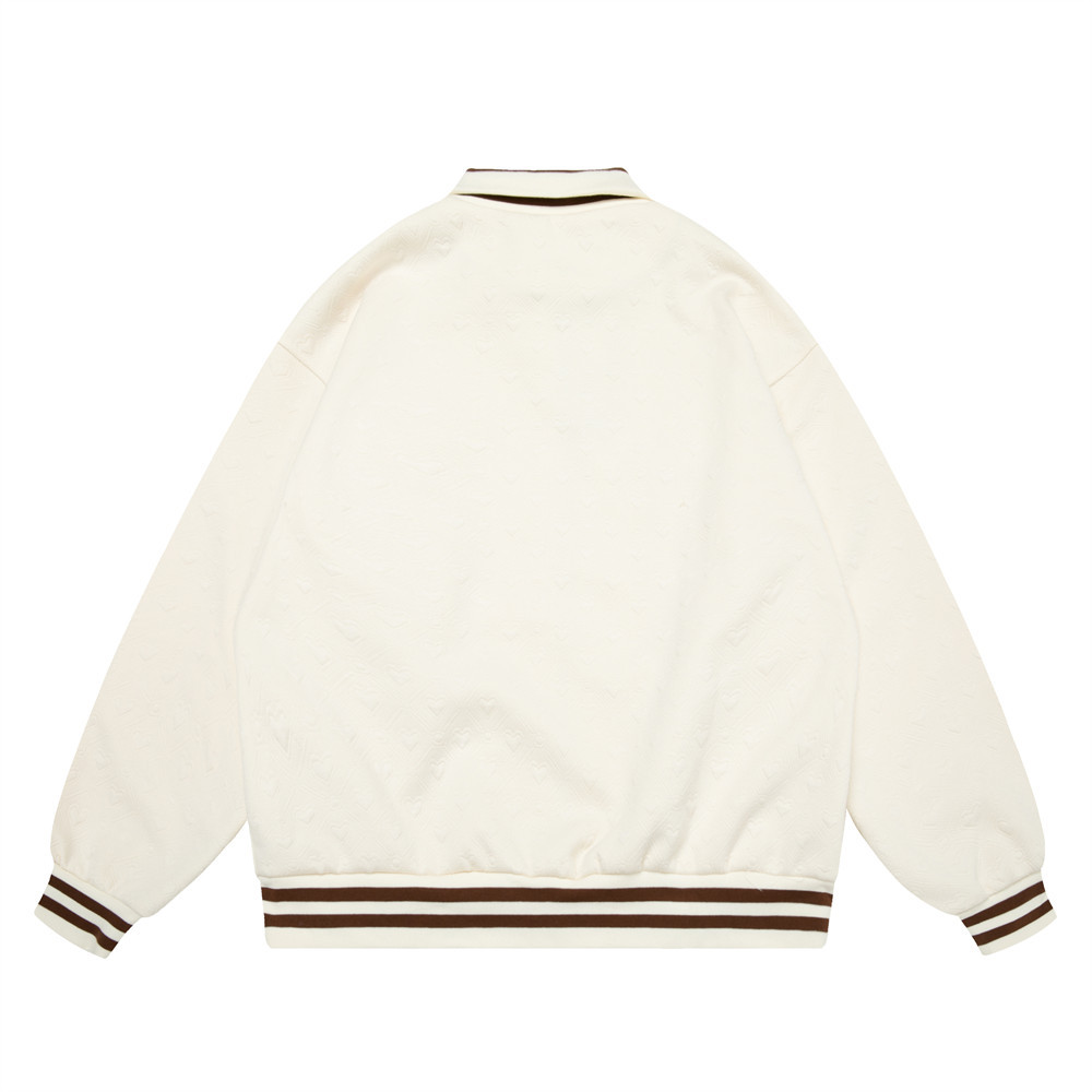 Punk Loose Embroidered Letters Half Turtleneck Jacket