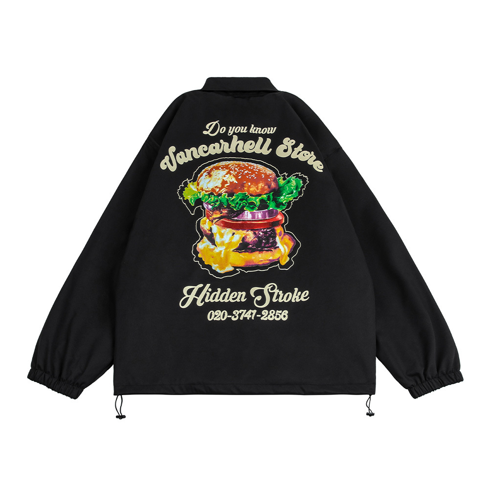 Punk Street Loose Hem Drawstring Jacket Baseball Jacket