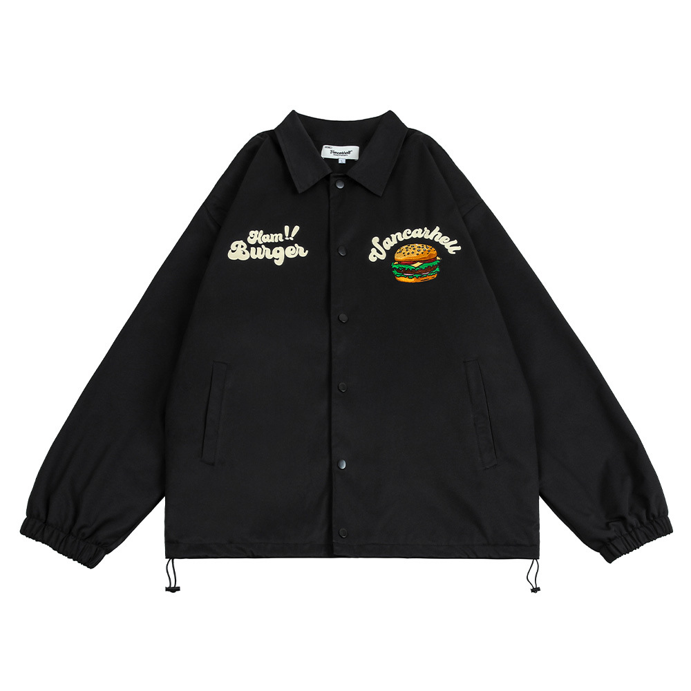 Punk Street Loose Hem Drawstring Jacket Baseball Jacket