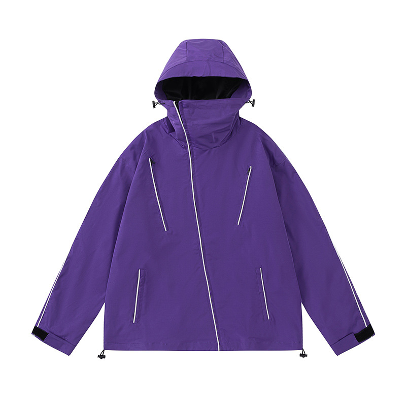 Purple Irregular Zipper Punching Suit For Men