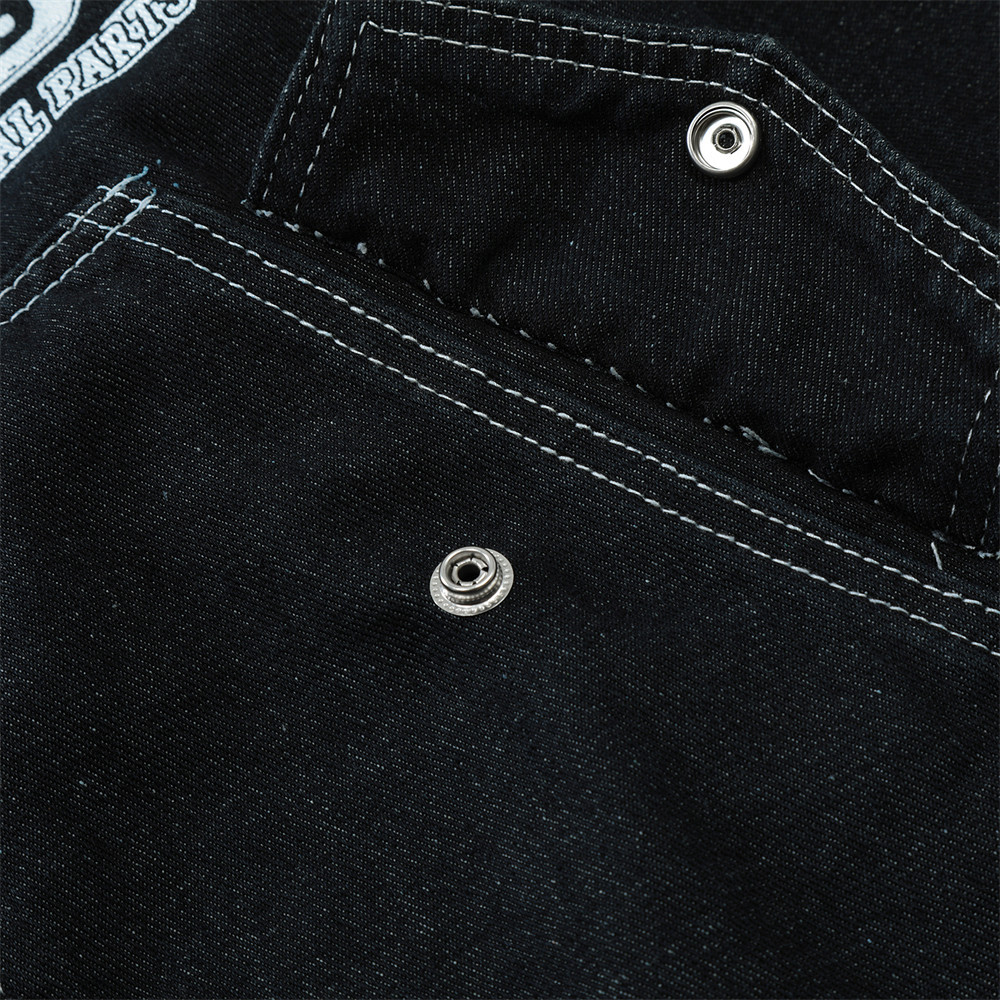 Series Of Bright Line Pockets Decorated Denim Jacket