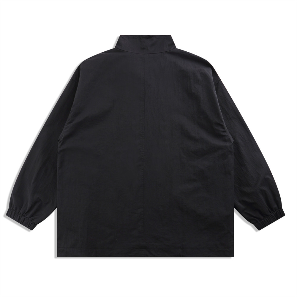 Solid Drawstring Stand Collar Casual Loose Sense Jacket
