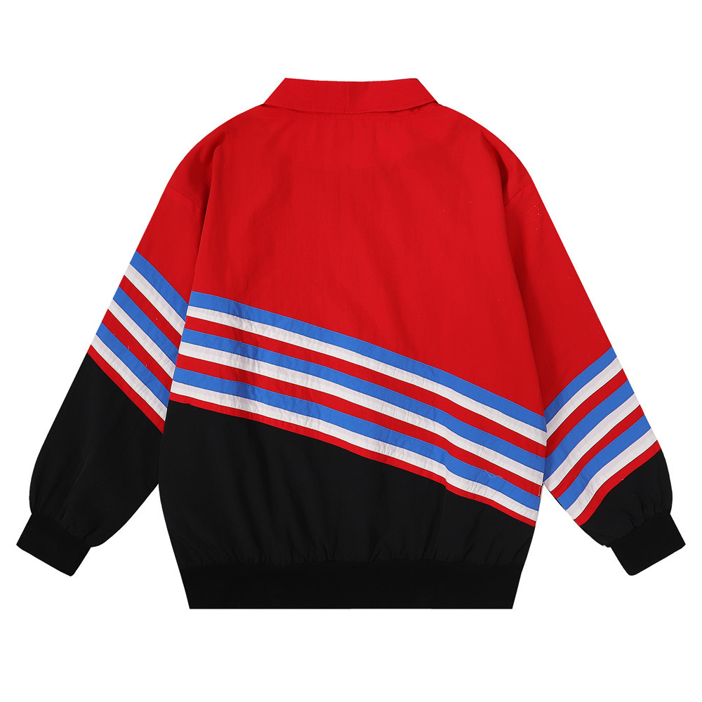 Patchwork Letters Applique Embroidery Loose Windproof Jacket