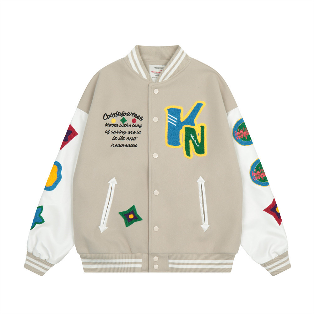 Street Loose Collision Color Patchwork Long Sleeve Jacket