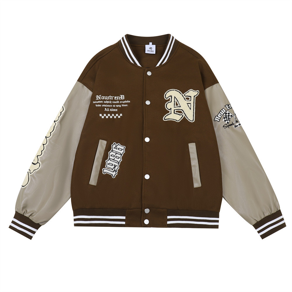 Towel Embroidered Letters Baseball Jacket For Men