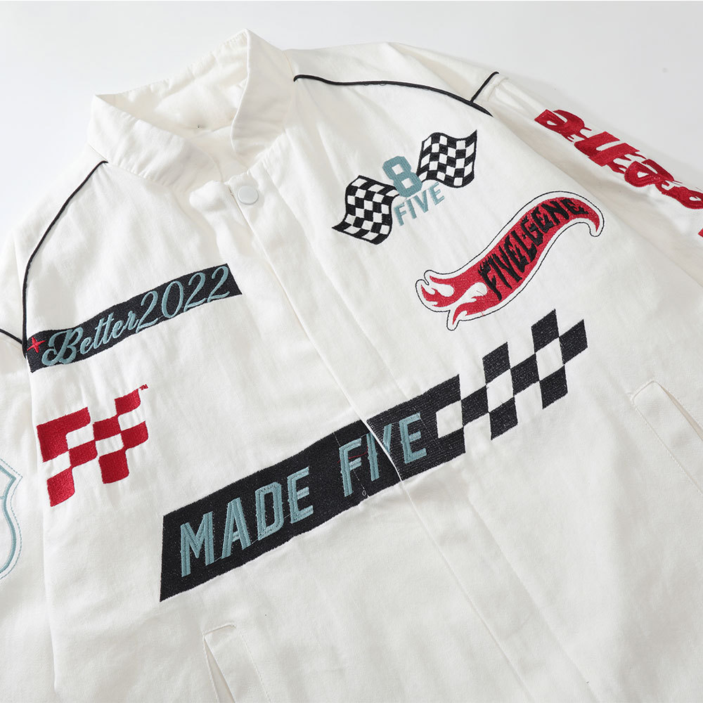 Trendy Letters Embroidered Biker Jacket For Men