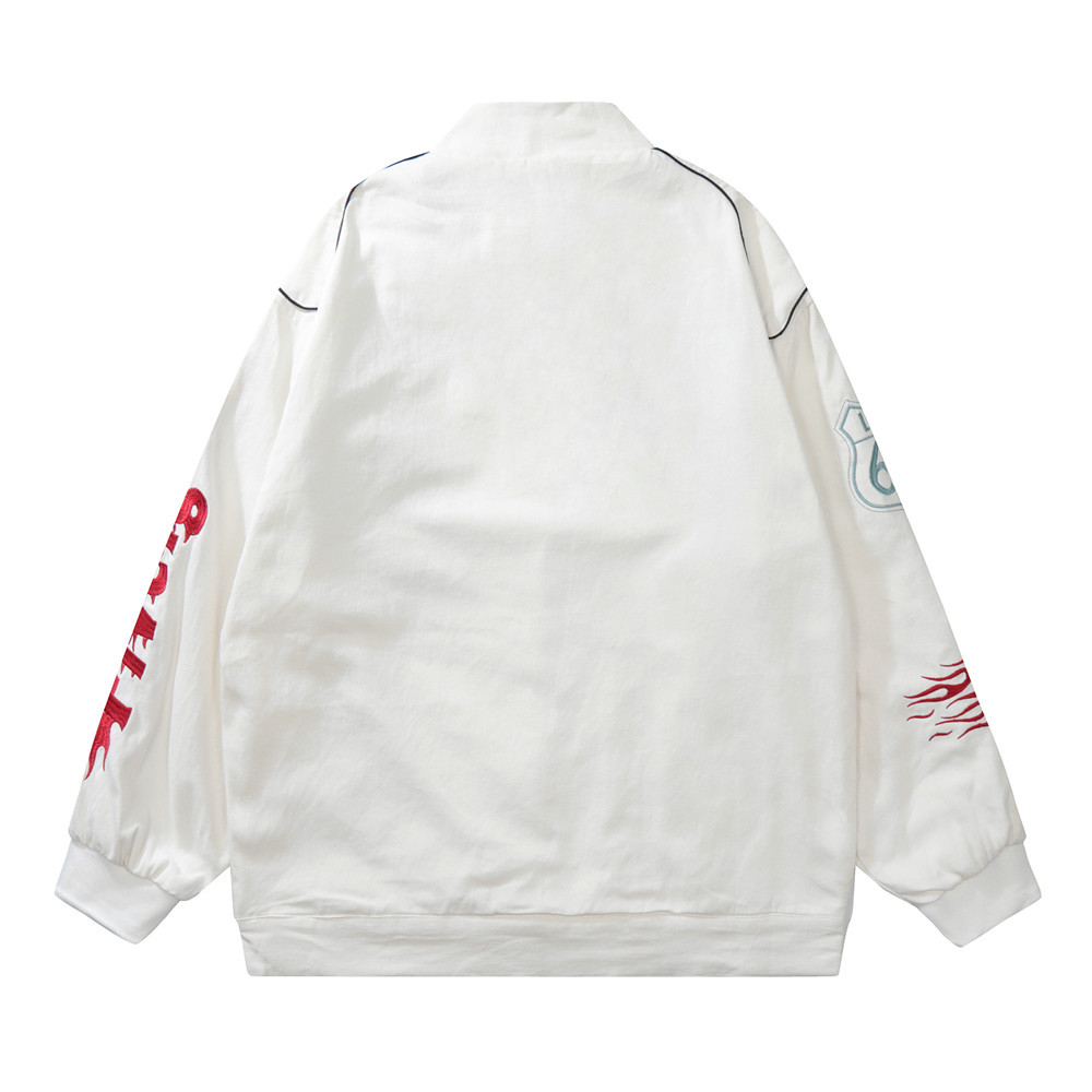 Trendy Letters Embroidered Biker Jacket For Men