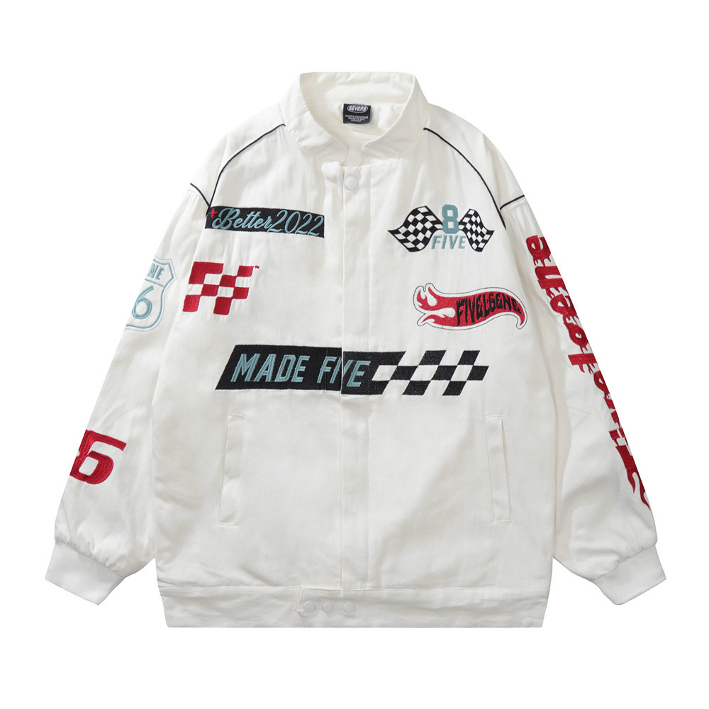 Trendy Letters Embroidered Biker Jacket For Men