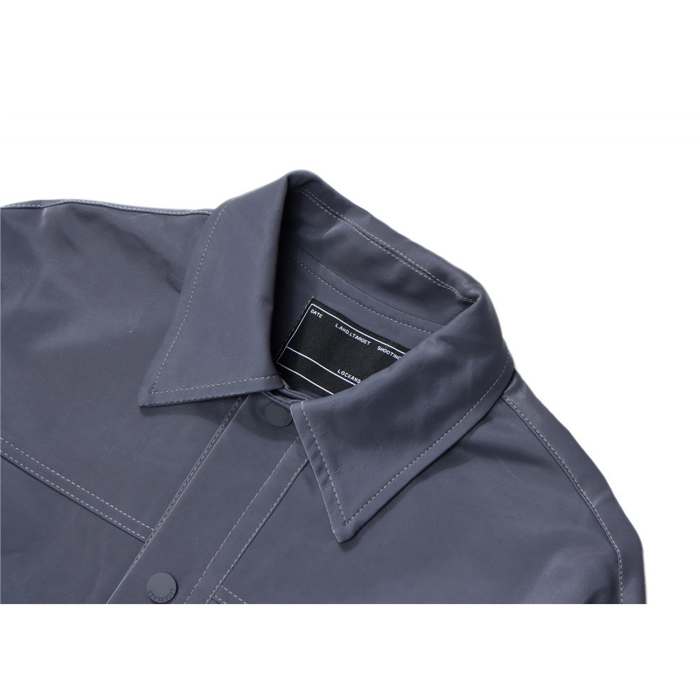Trendy Solid Color Pu Leather Jacket