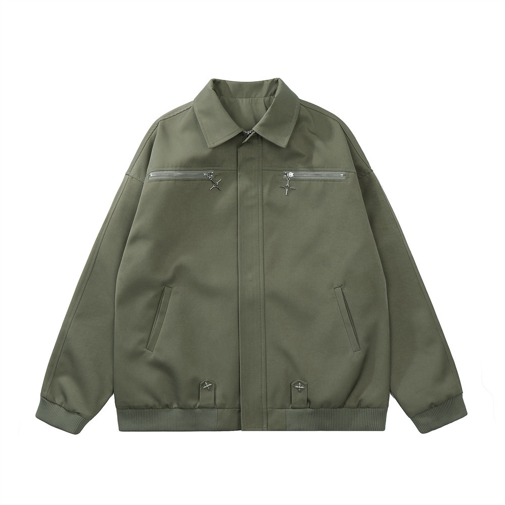 Work Style Models Trendy Design Sense Zipper Splicing Jacket
