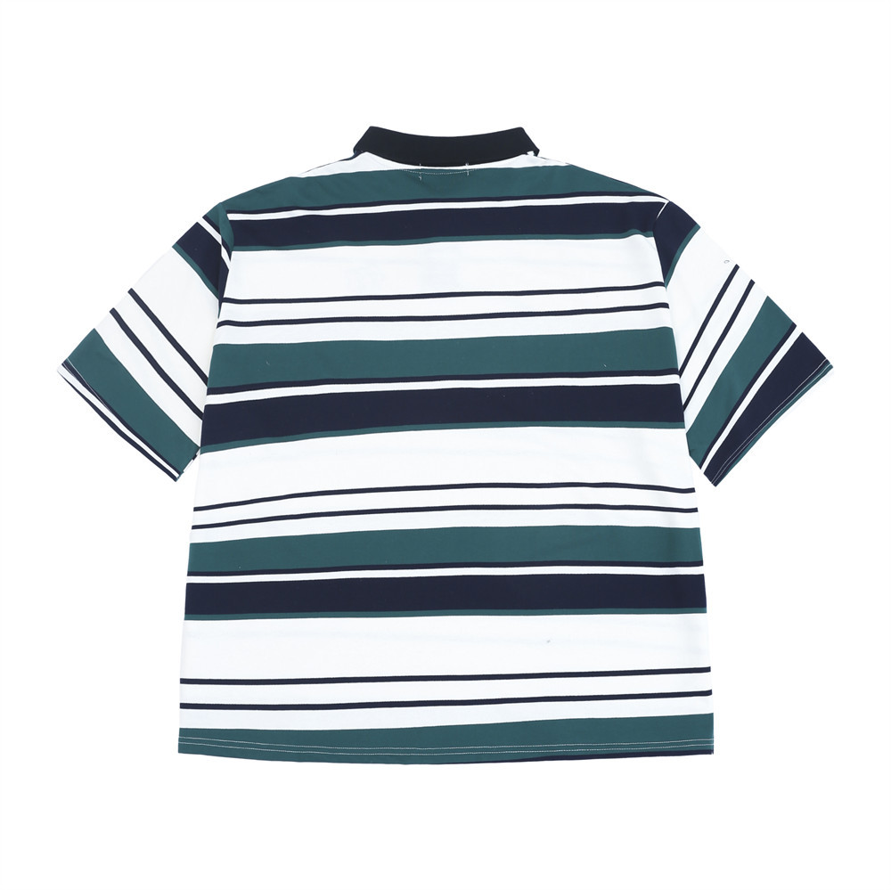 Loose Jacquard Color Blocking Lapel Short-Sleeved T-Shirt