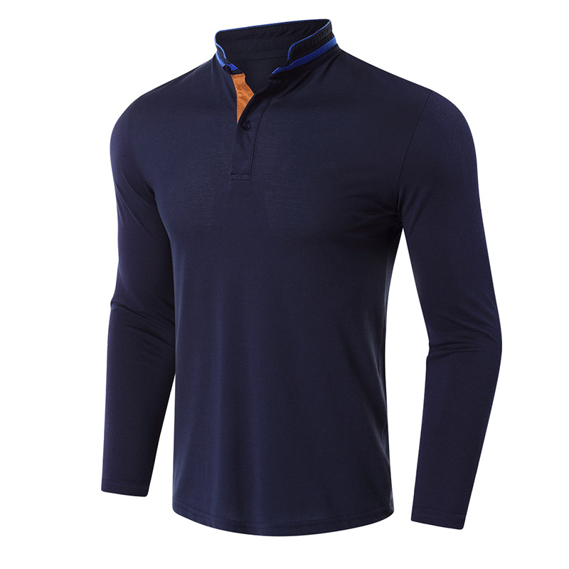 Men'S Long Sleeve Golf Lapel High-End Polo Shirt
