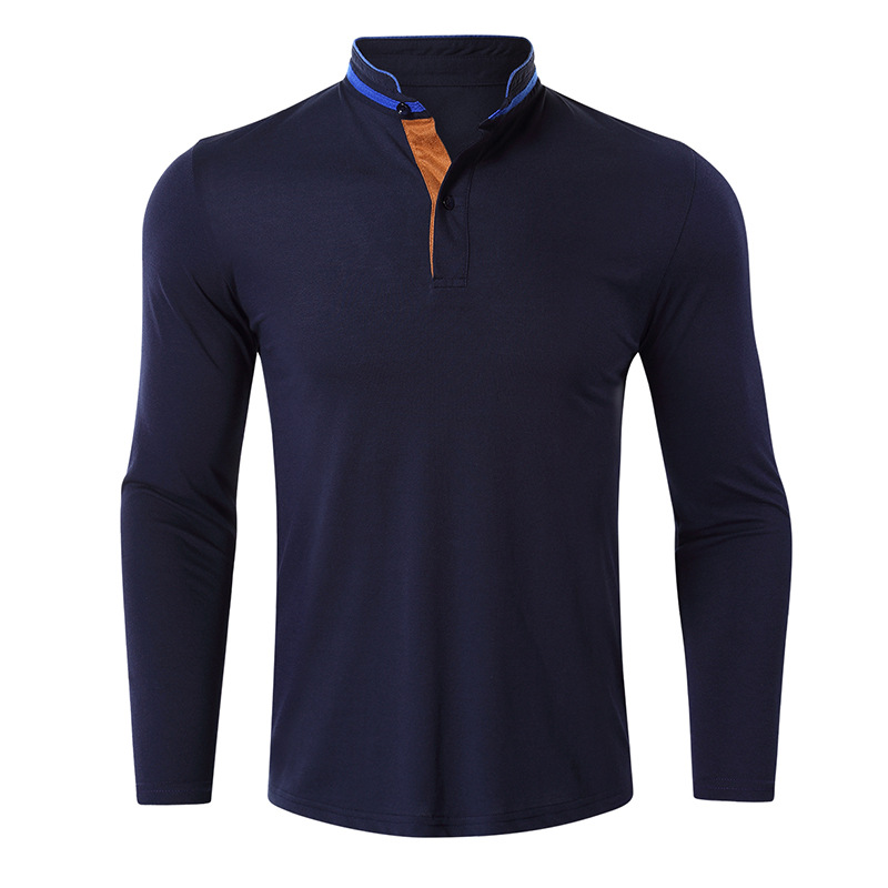 Men'S Long Sleeve Golf Lapel High-End Polo Shirt