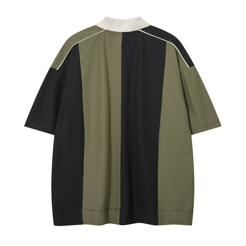 Patchwork Collision Color Short-Sleeved Polo Shirt