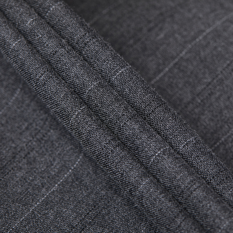 Mens Slim Gray Stripes Korean Version Of The Casual Three Sets