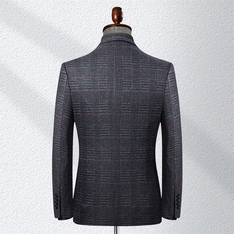 Knitted Stretch Plaid Men'S Suit