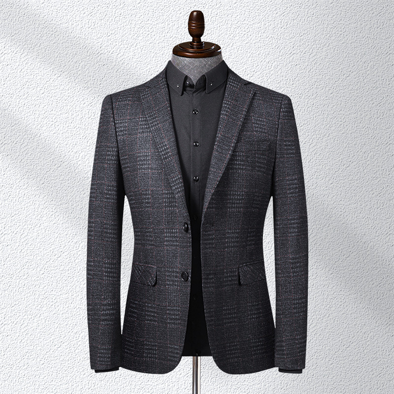 Knitted Stretch Plaid Men'S Suit
