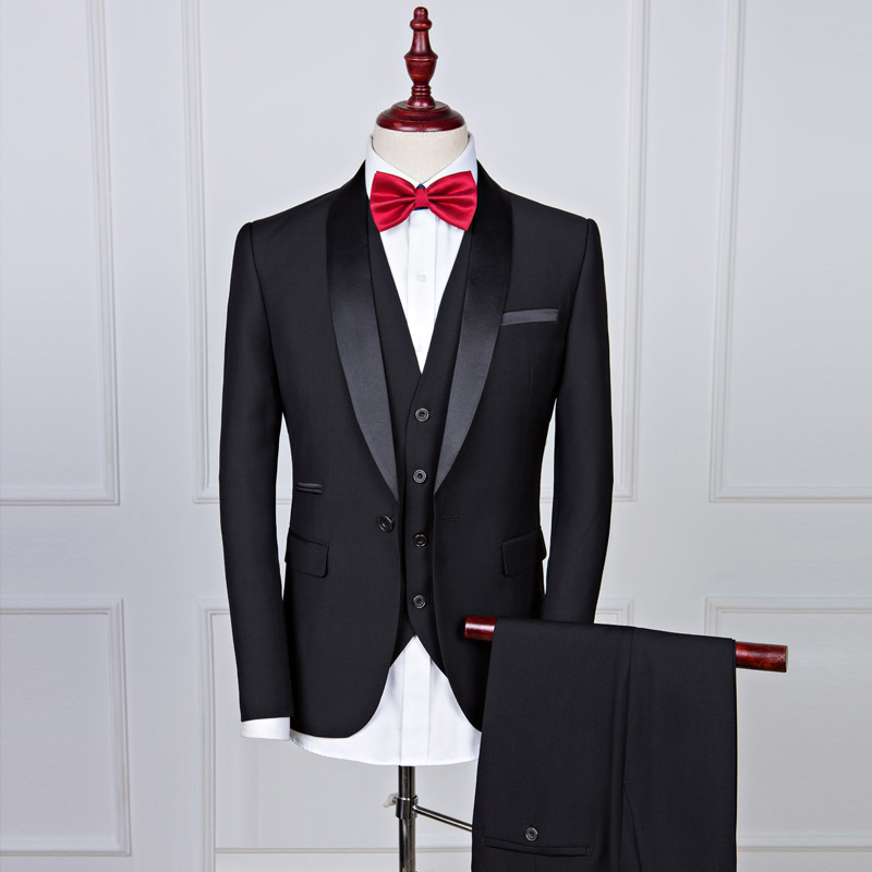 New Men'S Suit Suit Korean Version Of The Slim Black Suit