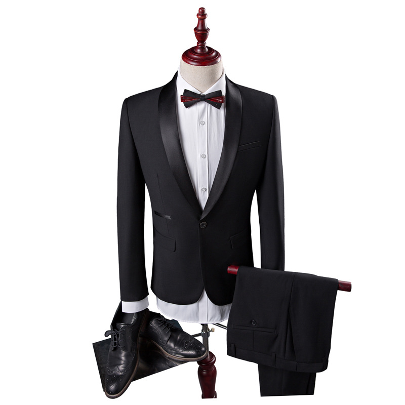 New Men'S Suit Suit Korean Version Of The Slim Black Suit