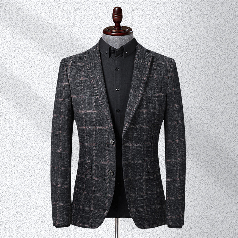 Slim Fit Plaid Small Suit Men'S Casual Suit