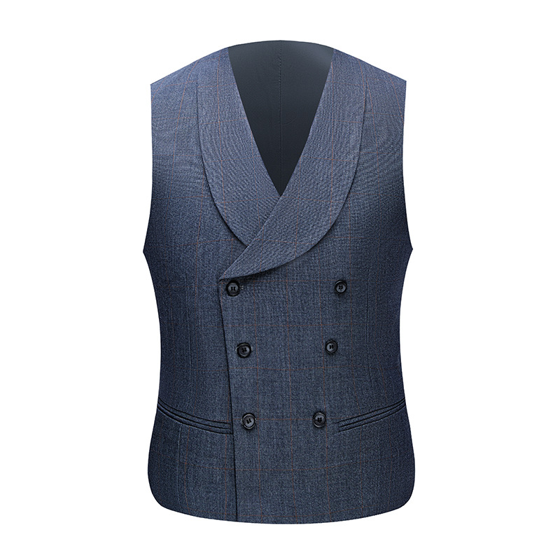 Blue And Gray Dark Pattern Korean Business Men's Three Sets