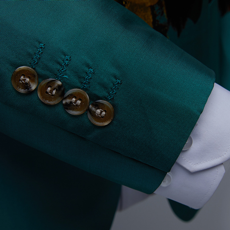 New Men's Casual Korean Version Of The Slim Green Printed Suit
