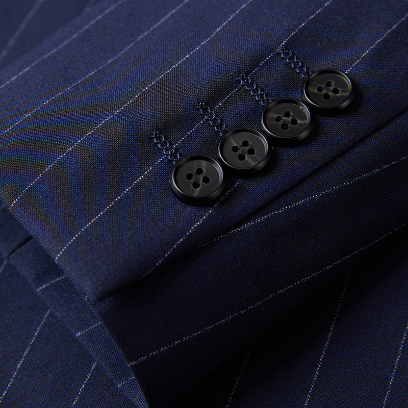 Stripes Bump Bolt Collar Men's Korean Version Of The Casual Double-Breasted Suit