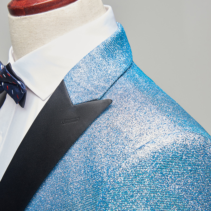 Men's Suit Korean Version Of The Blue Stage Suit Two-Piece