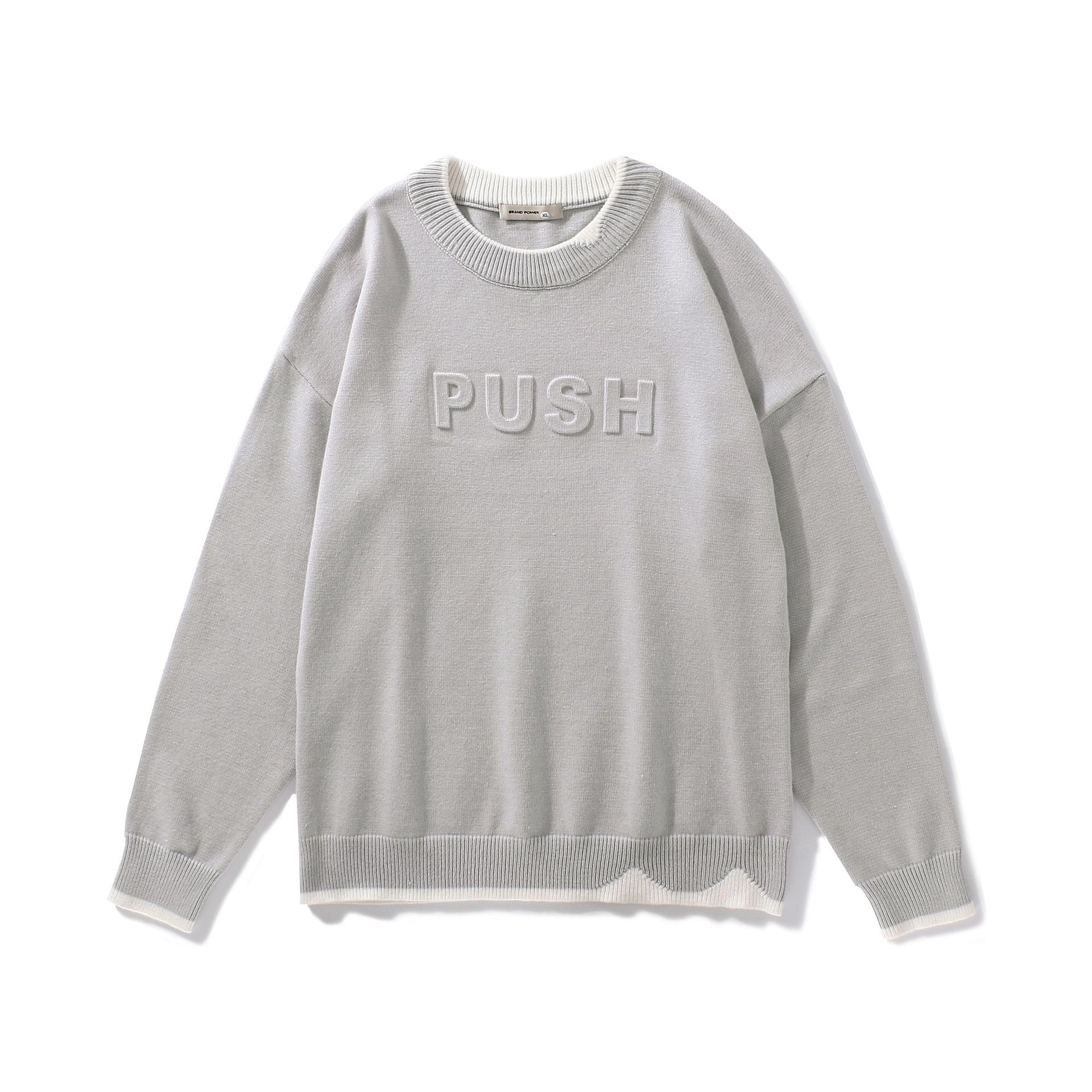 Letter Embossed Drop Shoulder Sweater