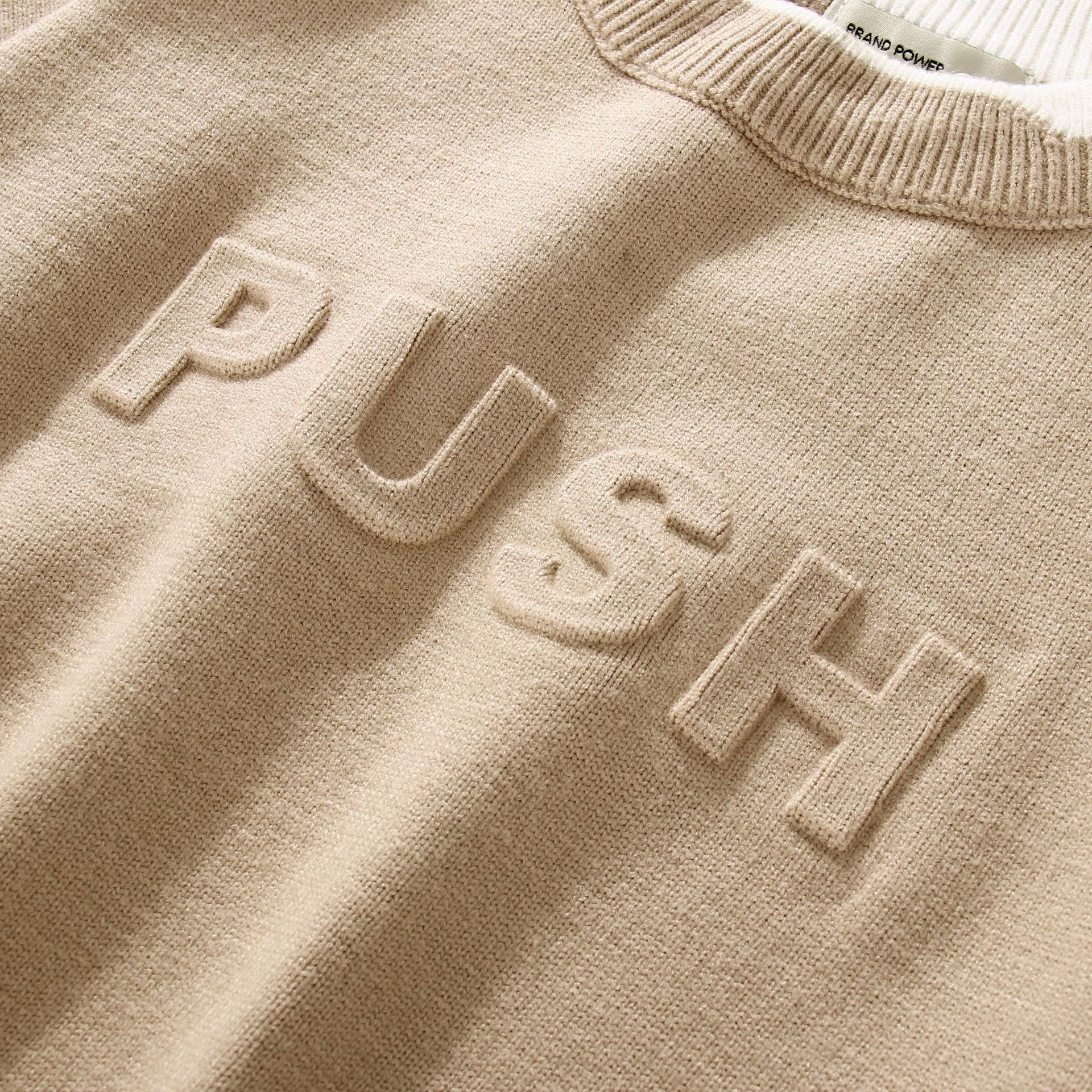 Letter Embossed Drop Shoulder Sweater
