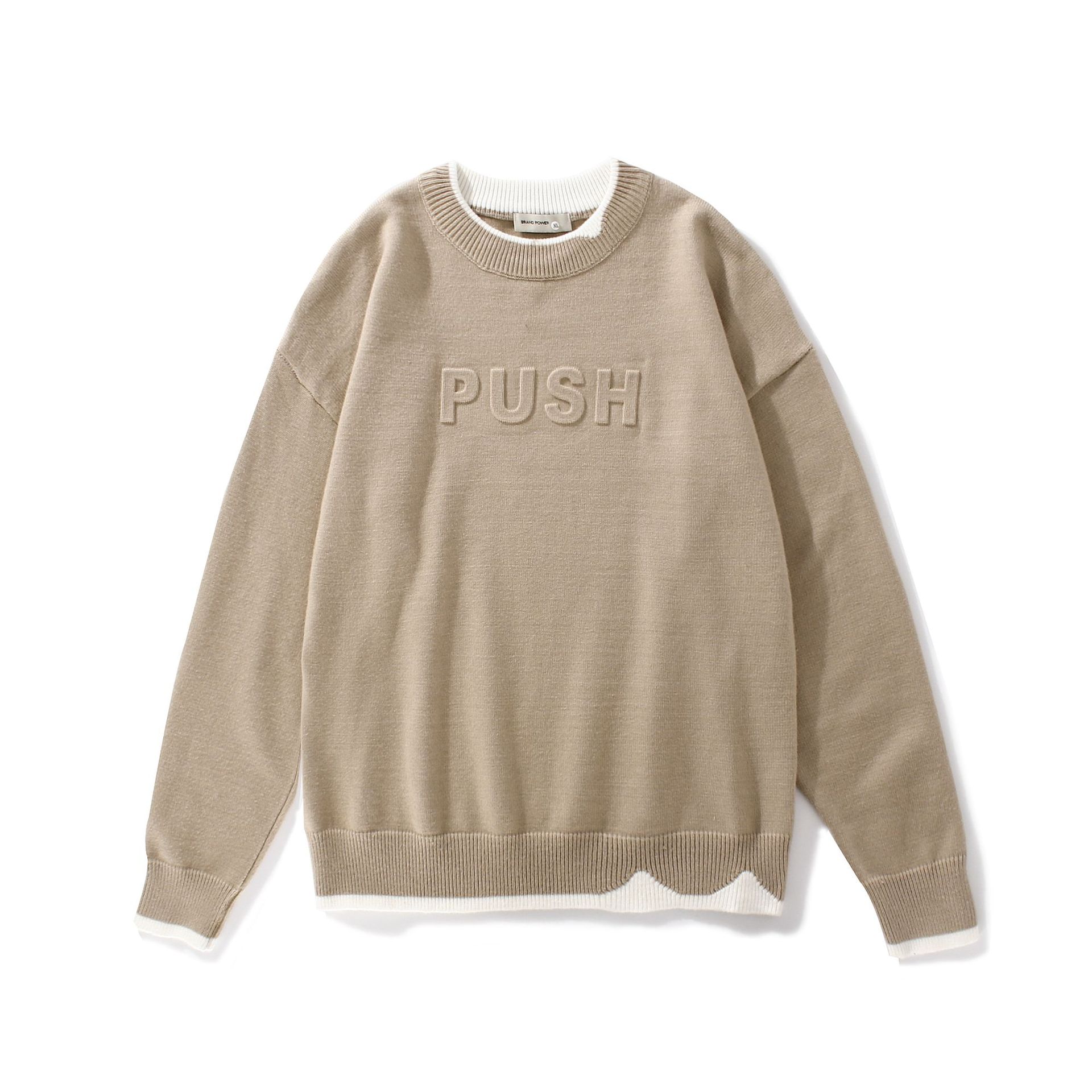 Letter Embossed Drop Shoulder Sweater